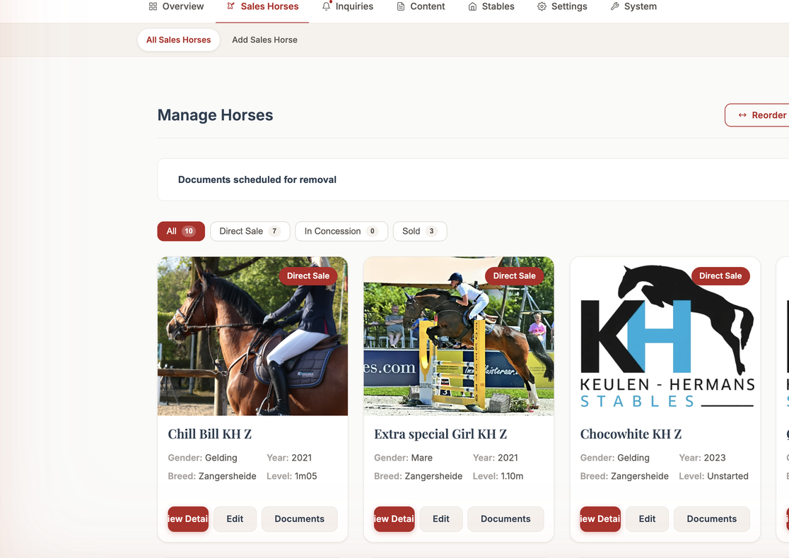 Manage Sales Horses