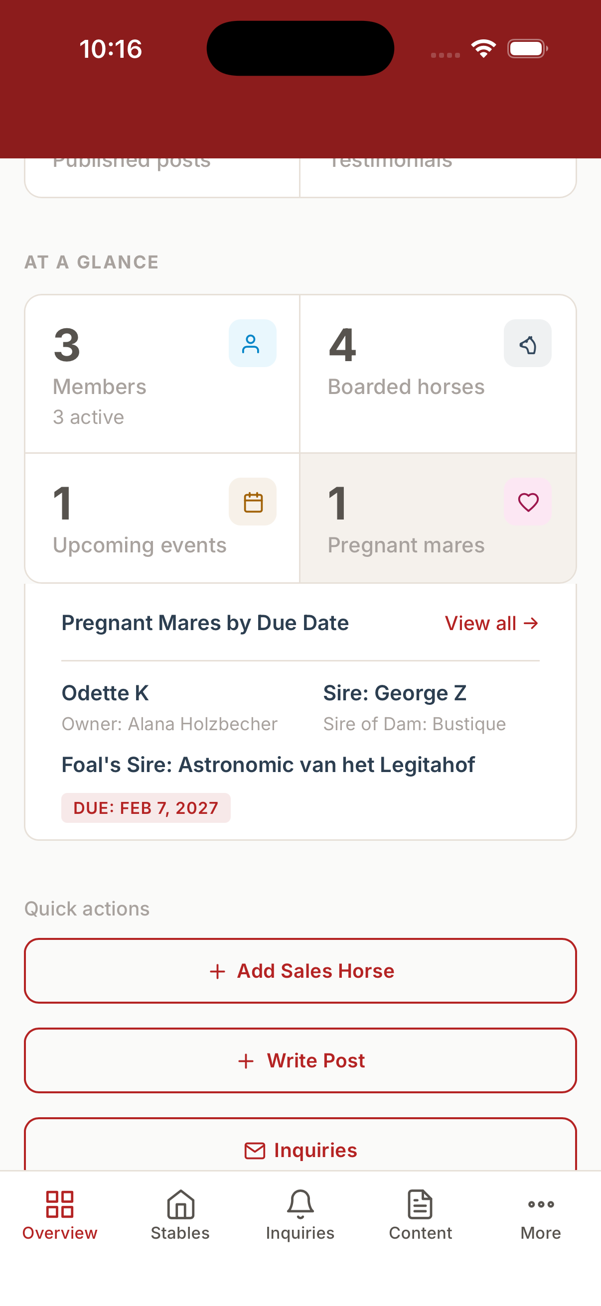 Admin Overview "At a glance" on mobile
