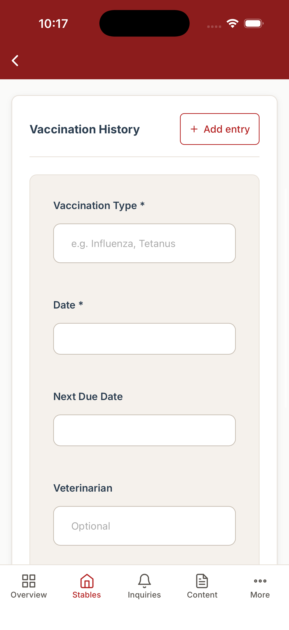 Add vaccination form on mobile